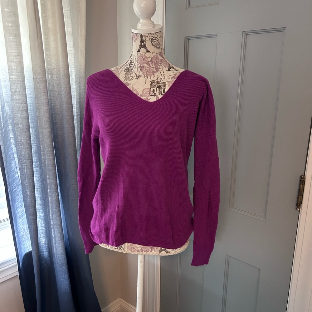 Splendid twist back Purple V-Neck Sweater